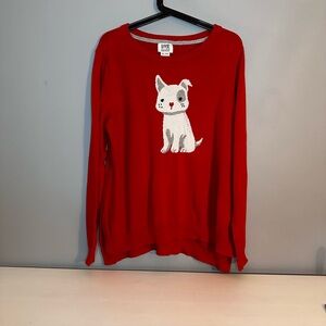 LOVE Ellen DeGeneres - Women’s, Sweater, Dog, Heart, Paw, Red, Size XL